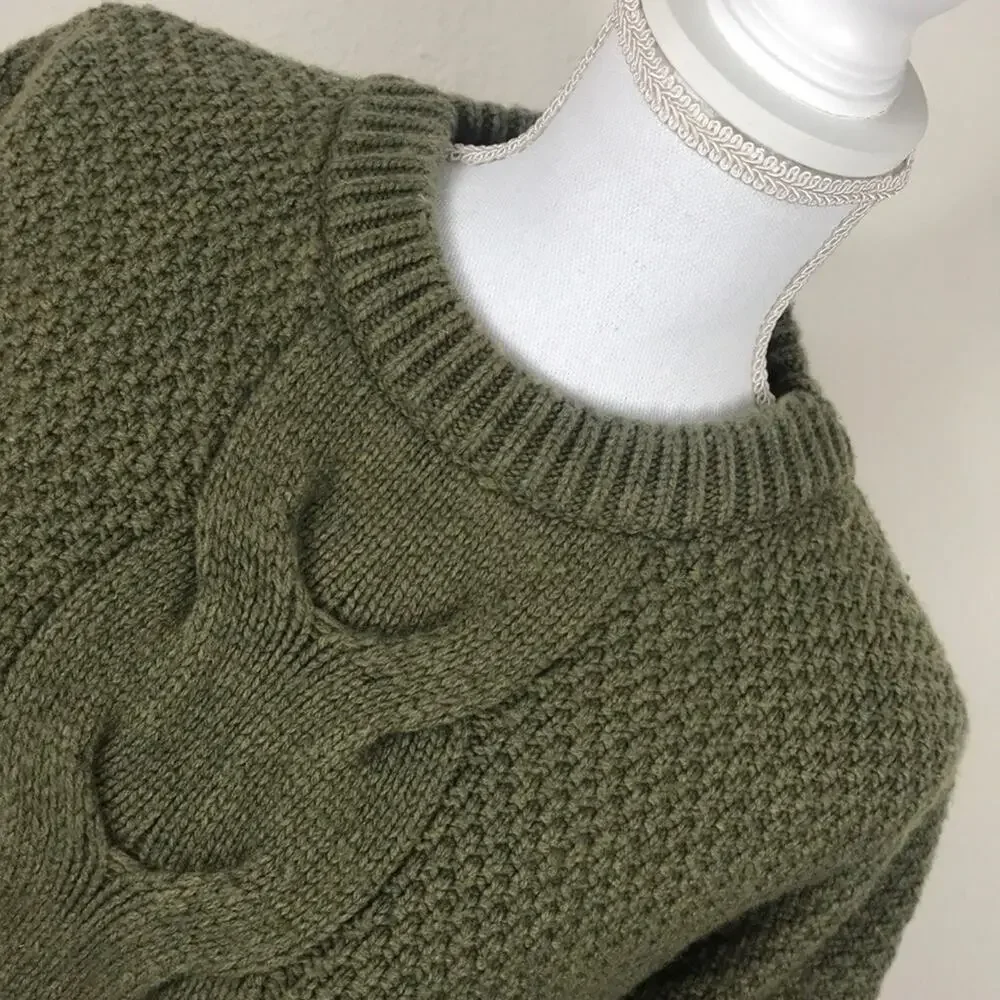 J. Crew Cable Knit Balloon Sleeve Sweater.